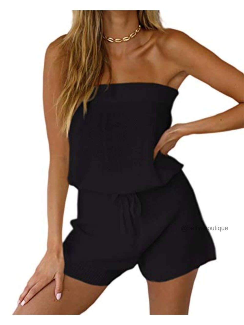 Off Shoulder Two Piece Romper Sheer Knit Summer Lounge Beach Cover Up